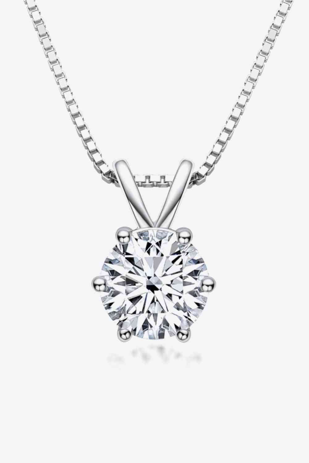 Collier pendentif moissanite 1 carat en argent sterling 925