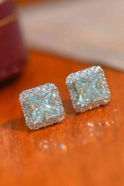 Boucles d'oreilles carrées moissanite 2 carats