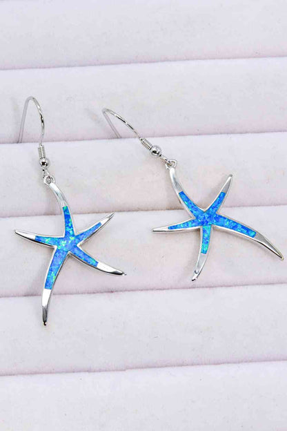 Boucles d'oreilles pendantes étoile de mer opale