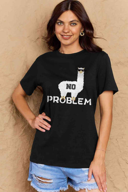 Simply Love T-shirt en coton graphique NO PROBLEM pleine taille