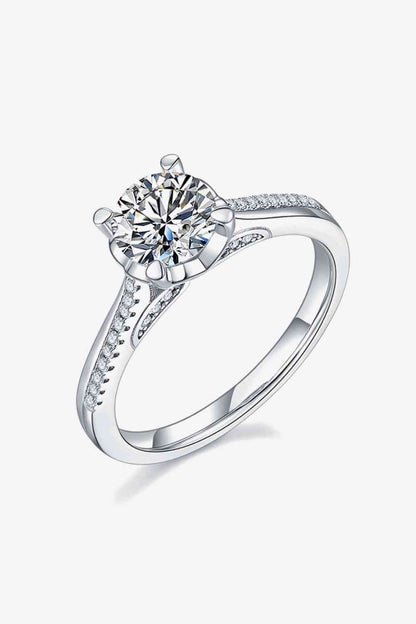 Bague en pierre latérale adorée en argent sterling 925 moissanite 1 carat