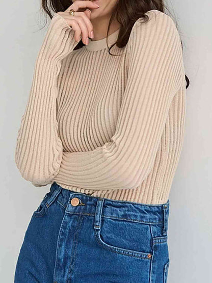 Round Neck Ribbed Knit Top