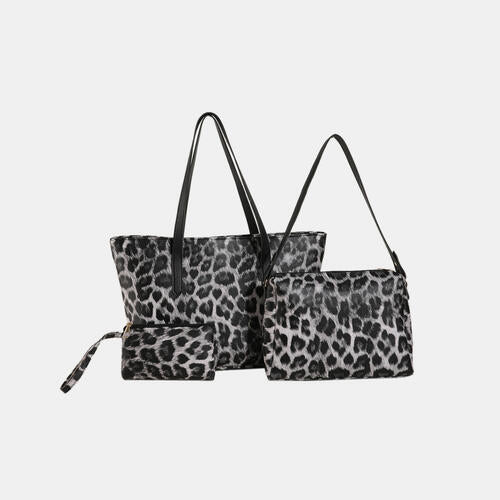 Conjunto de bolso de cuero PU de leopardo de 3 piezas