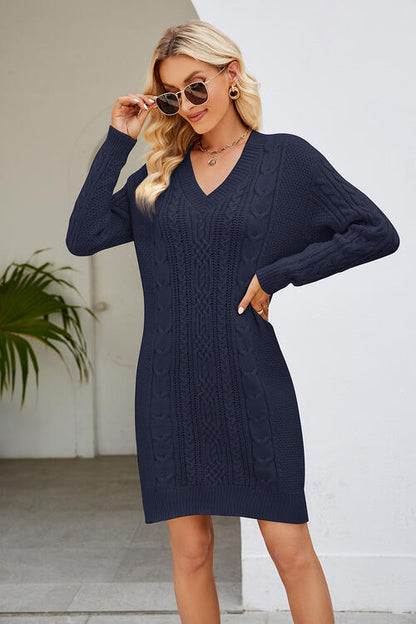 Robe pull à manches longues en tricot torsadé