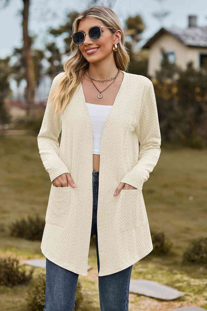 Cardigan à manches longues en tricot torsadé avec poche