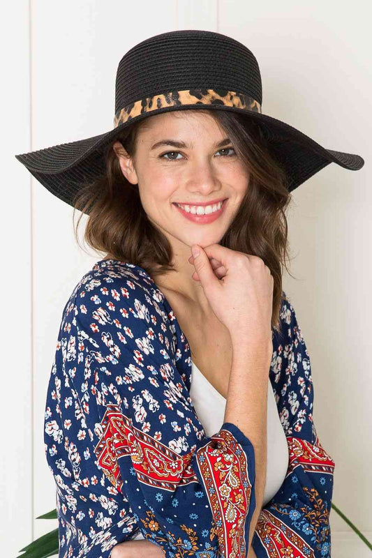 Justin Taylor Printed Belt Sunhat in Black