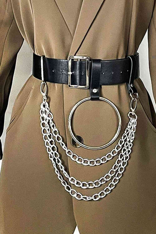 Ceinture en PU avec chaîne