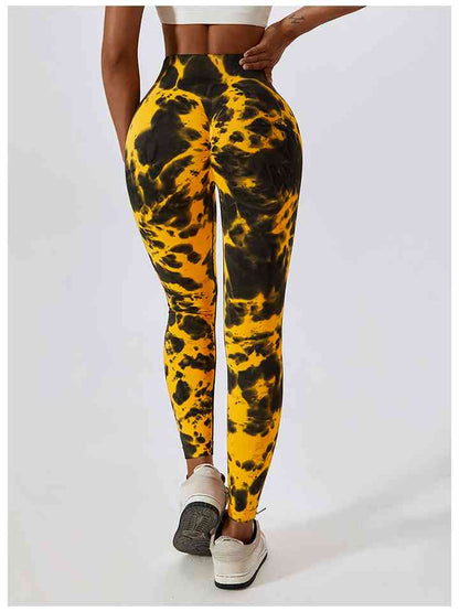 Leggings actifs à large ceinture tie-dye