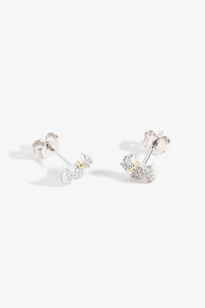 Boucles d'oreilles à tige en argent sterling 925 avec zircone et chiot