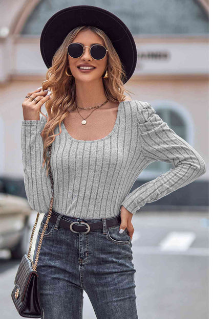 Puff Sleeve Round Neck T-Shirt