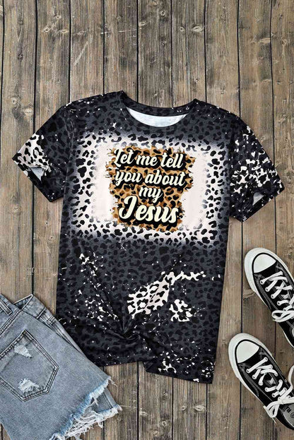 DÉJAME CONTARTE SOBRE MI JESÚS Camiseta con estampado de leopardo