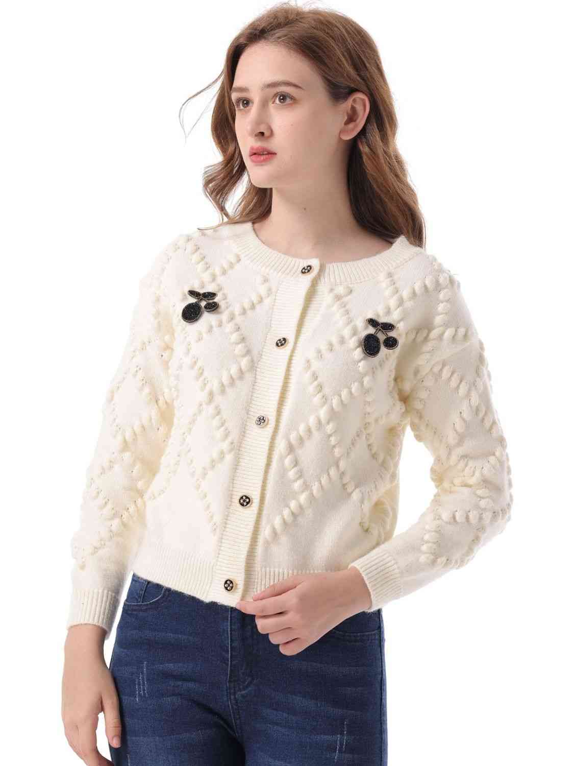 Cardigan boutonné à col rond