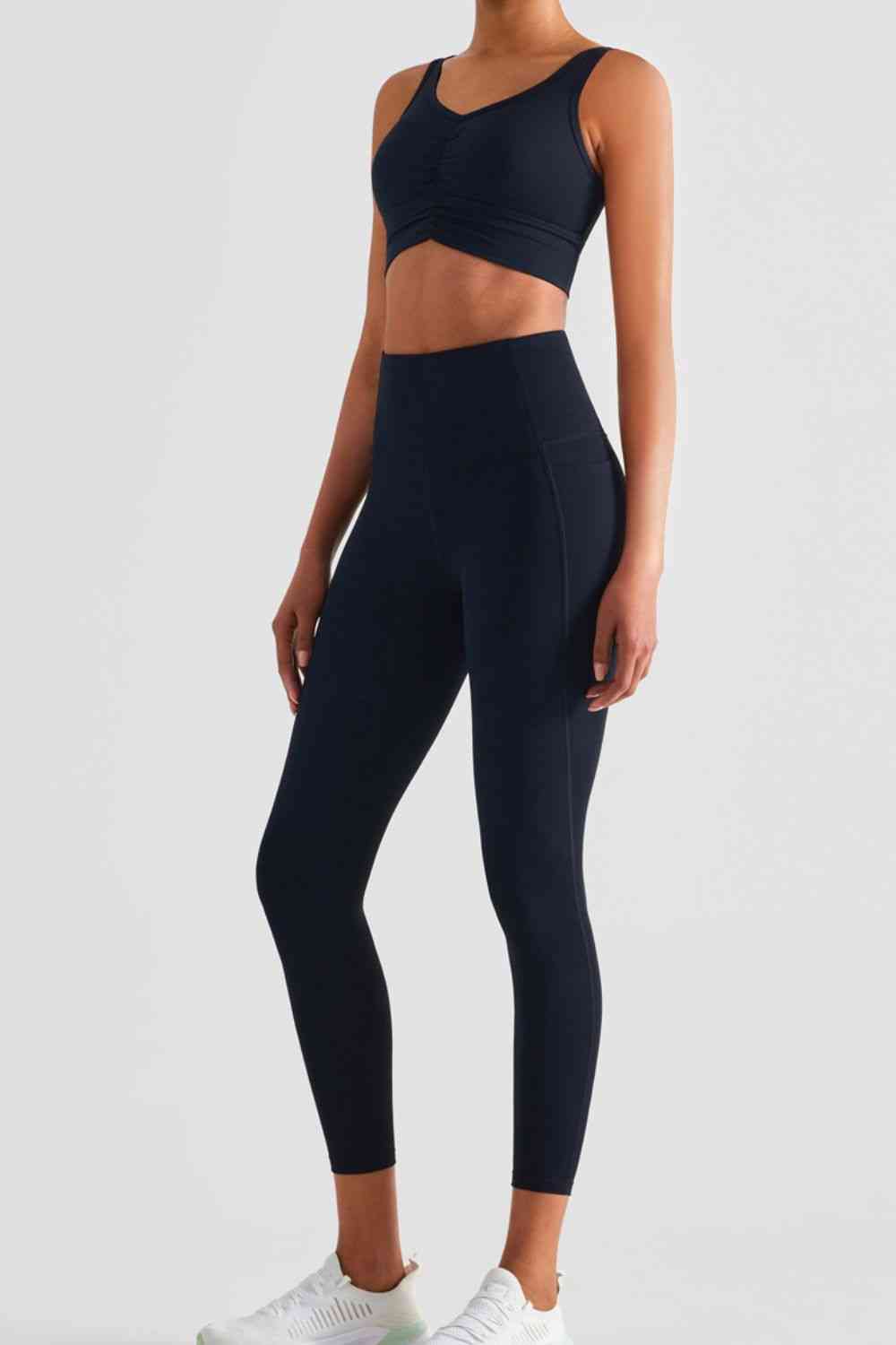 Leggings deportivos de cintura ancha con bolsillos