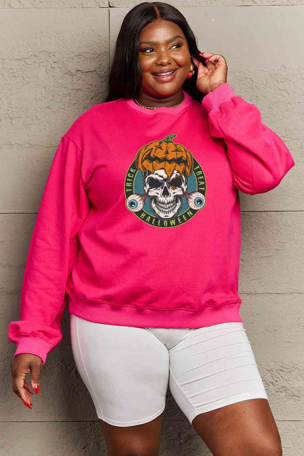 Sudadera con estampado de calavera de tamaño completo de Simply Love