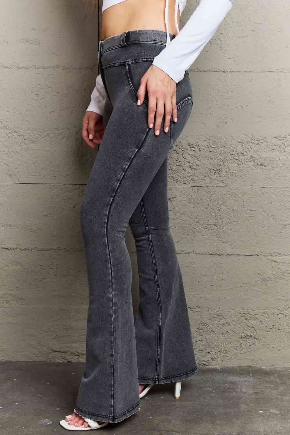 Two-Button Flare Jeans