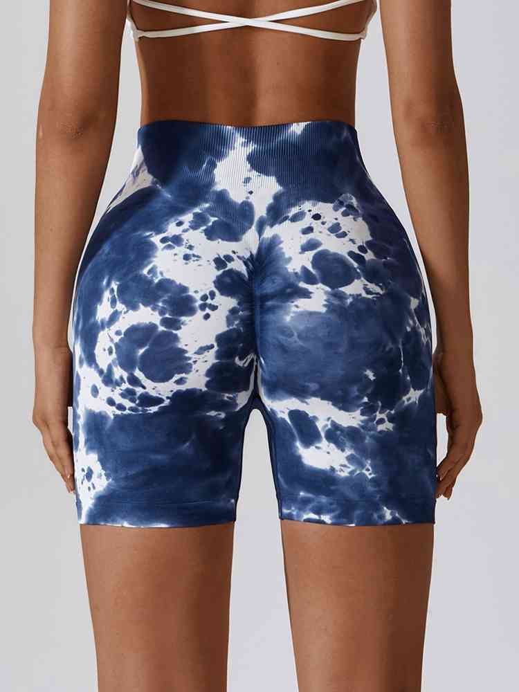 Short de sport coupe slim à large ceinture tie-dye