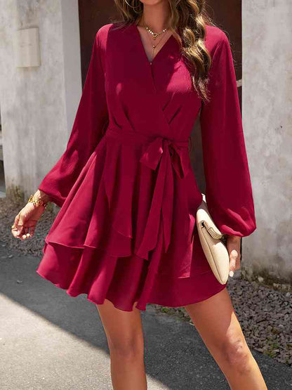 Robe à manches longues avec surplis et lien à la taille