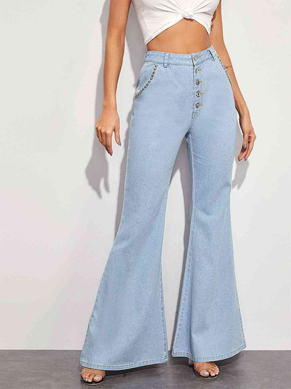 Jeans anchos con bragueta de botones