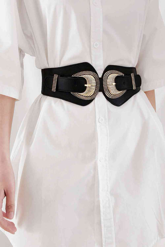 Ceinture large élastique à double boucle Shell