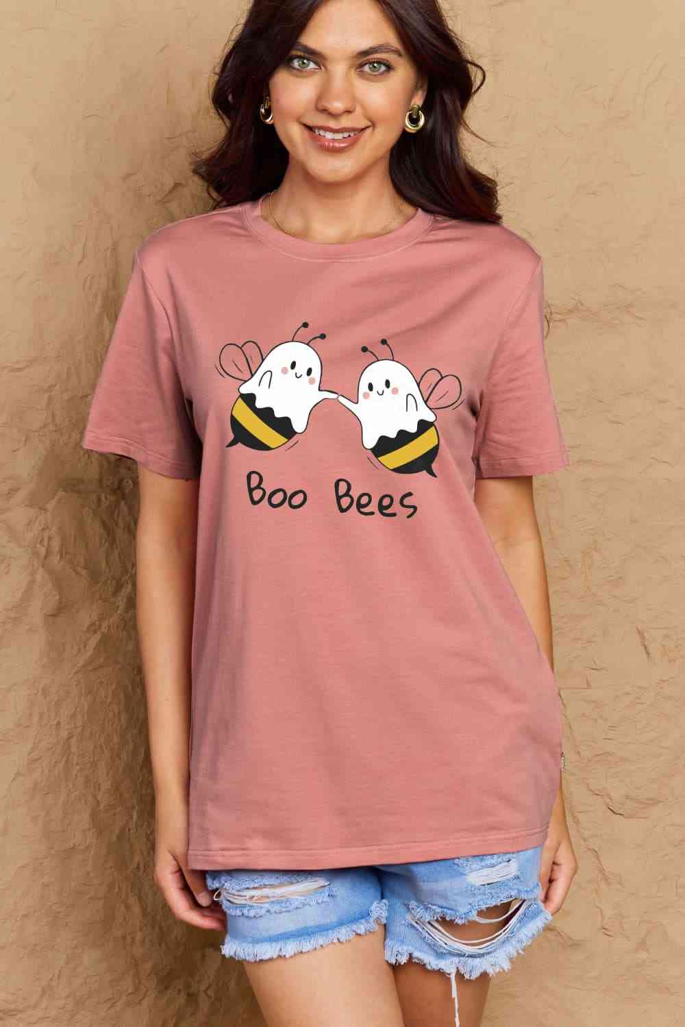 Simply Love T-shirt en coton graphique BOO BEES pleine taille