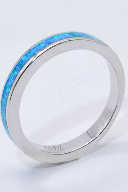 Bague opale en argent sterling 925 en bleu ciel