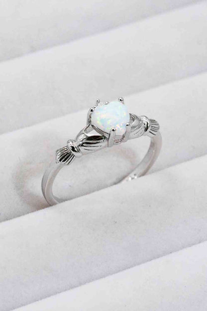 Bague opale coeur en argent sterling 925