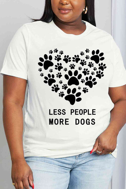 Simply Love Simply Love Taille réelle LESS PEOPLE MORE DOGS T-shirt en coton avec motif cœur