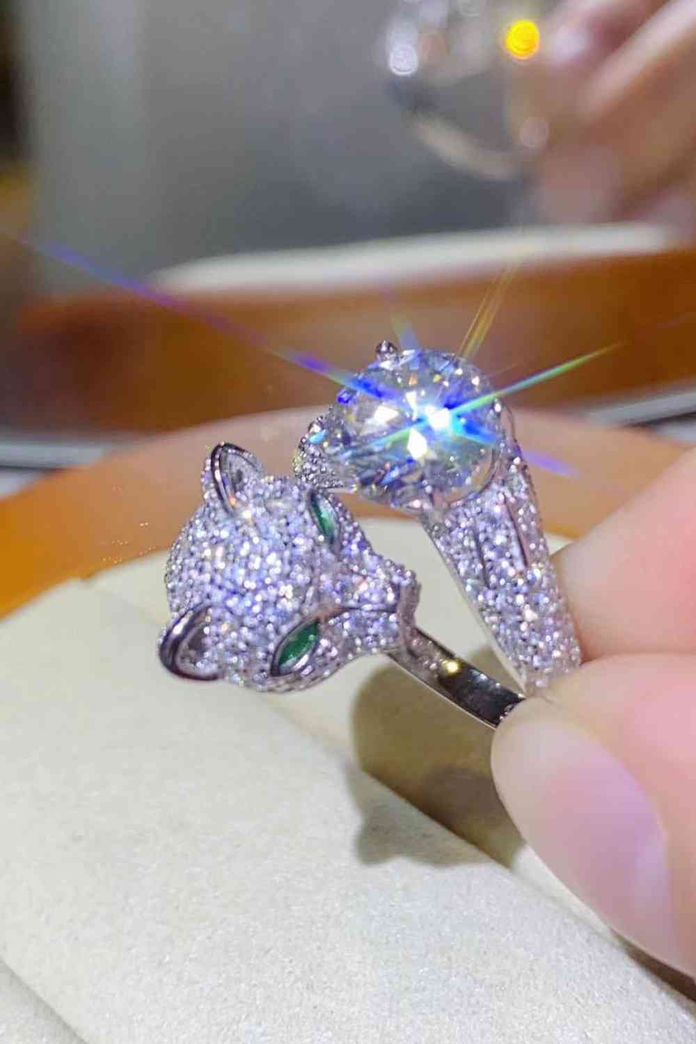 Anillo animal ajustable de moissanita de 2 quilates