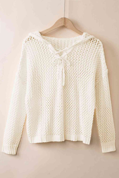 Pull à capuche ajouré à lacets