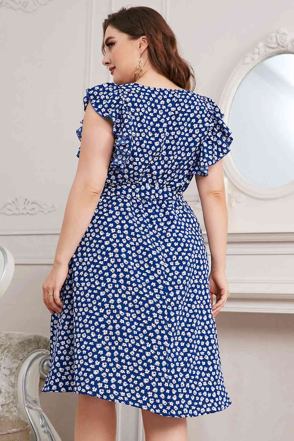 Robe à Col Rond et Taille Nouée de Grande Taille