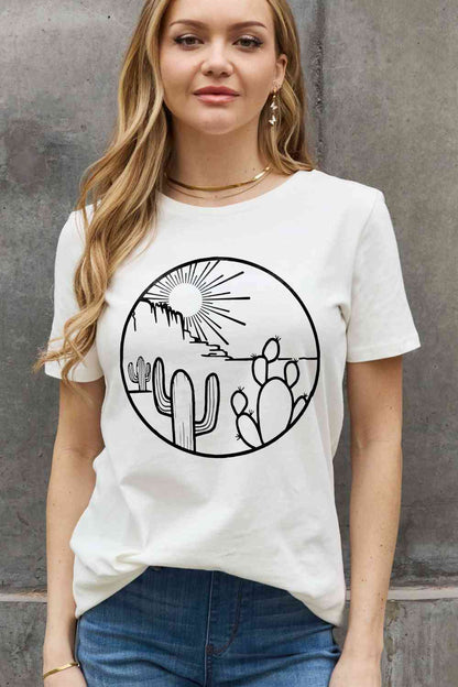 Camiseta de algodón con estampado del desierto de tamaño completo de Simply Love