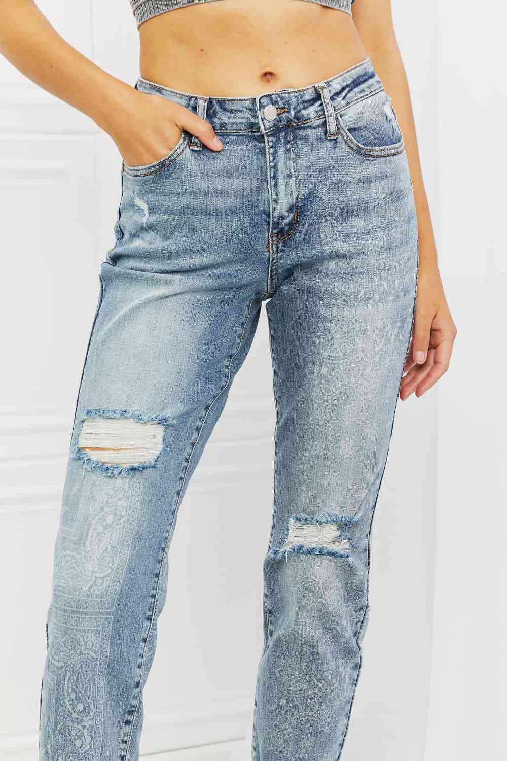 Jean boyfriend à motif cachemire pleine taille Judy Blue Maika