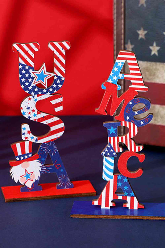 Adornos decorativos con letras del Día de la Independencia de 2 piezas