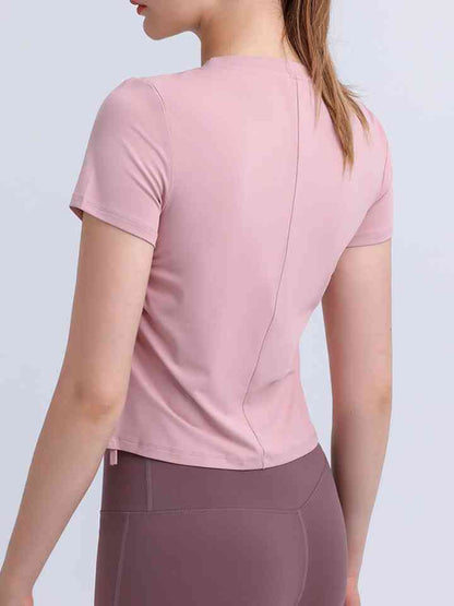 Round Neck Short Sleeve Active Top