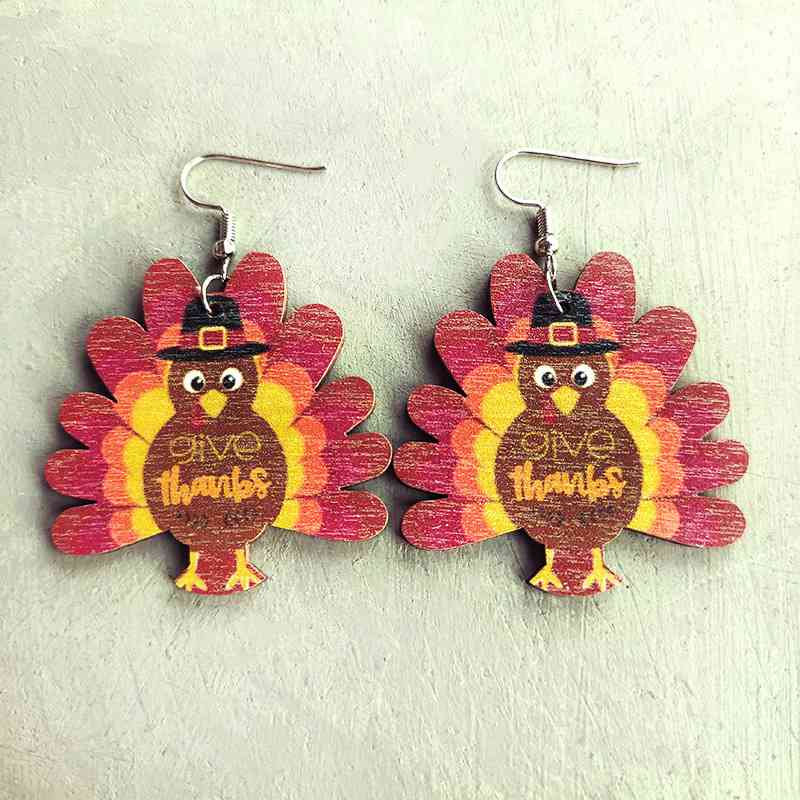 Boucles d'oreilles pendantes dinde de Thanksgiving