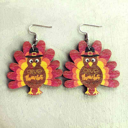 Boucles d'oreilles pendantes dinde de Thanksgiving