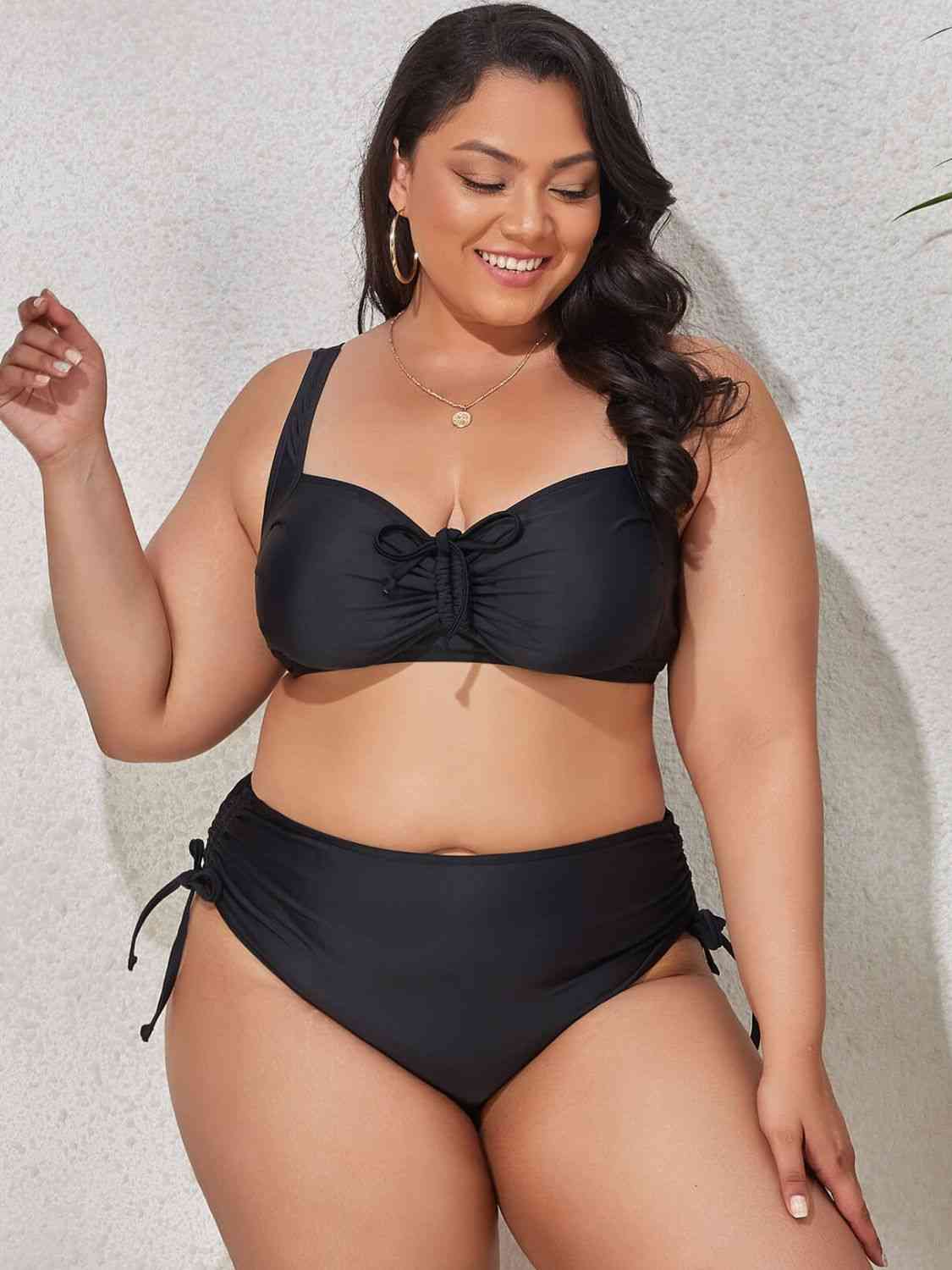 Ensemble de Bikini Imprimé à Cordon de Grande Taille