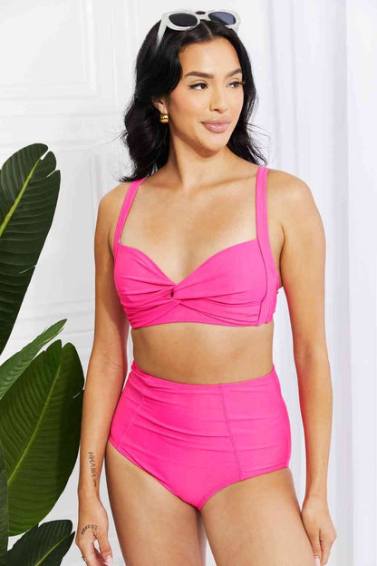 Marina West Swim - Take A Dip - Bikini torsadé taille haute en rose