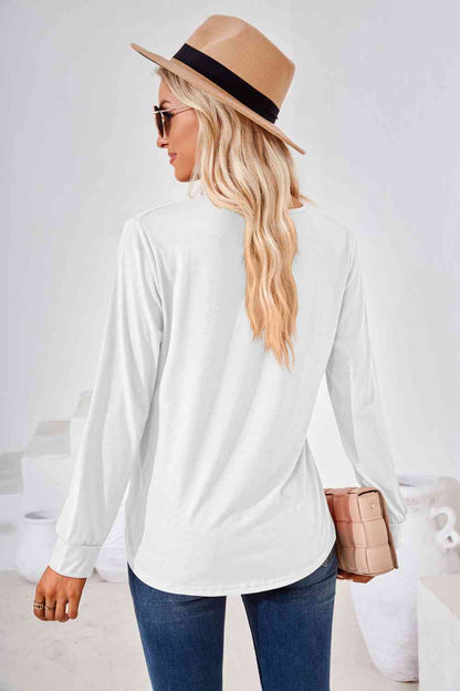 Square Neck Ruched Long Sleeve Blouse