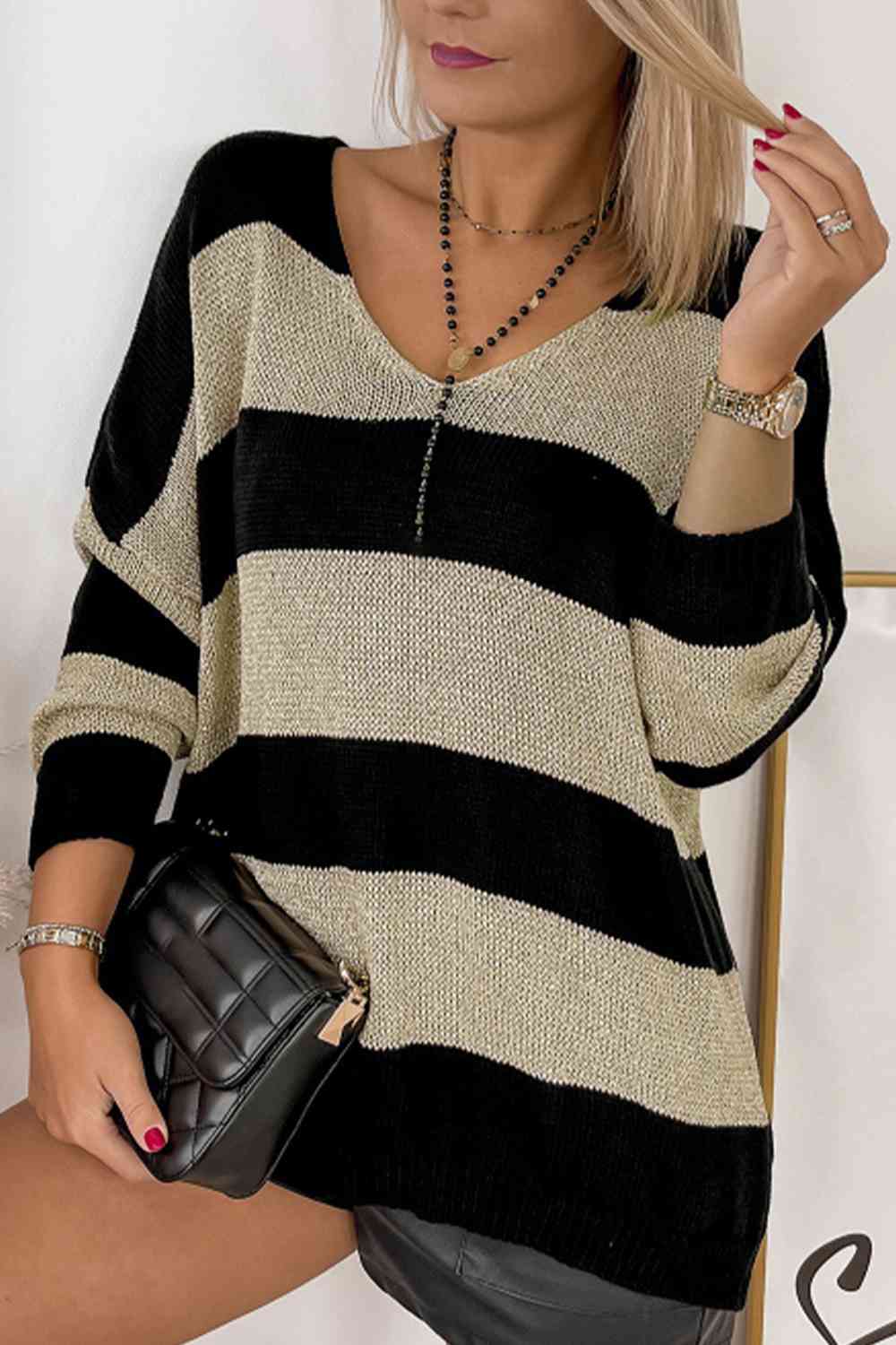 Striped V-Neck Sweater