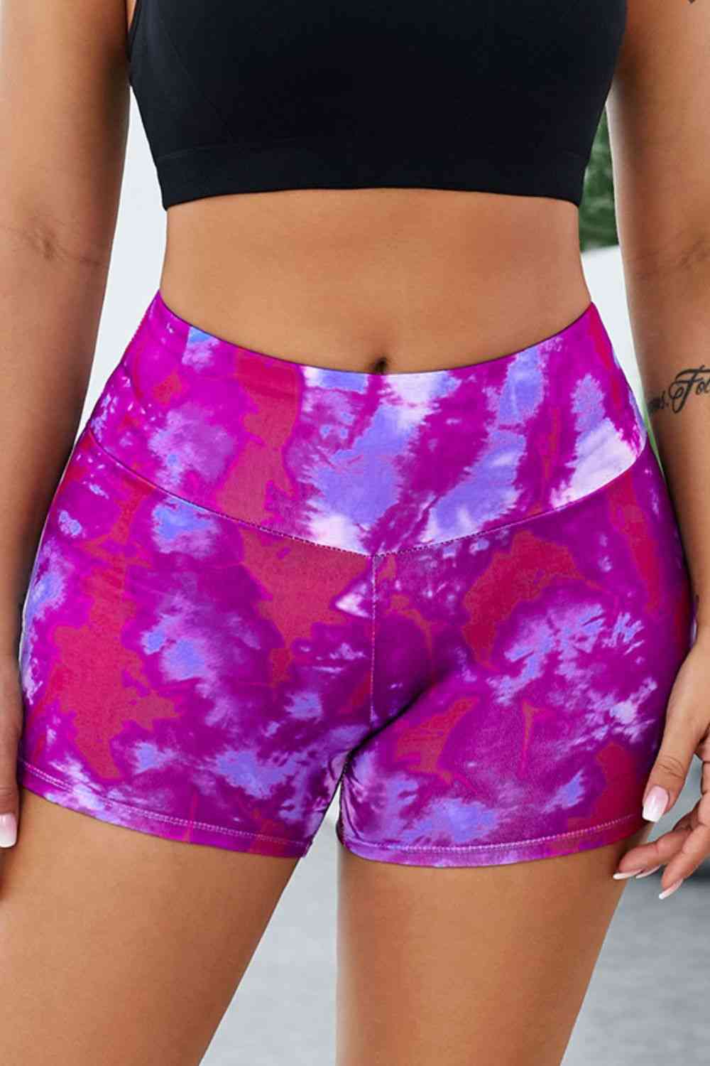 Short de yoga à large ceinture tie-dye