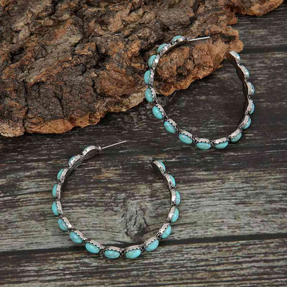 Boucles d'oreilles créoles en C turquoise artificielles