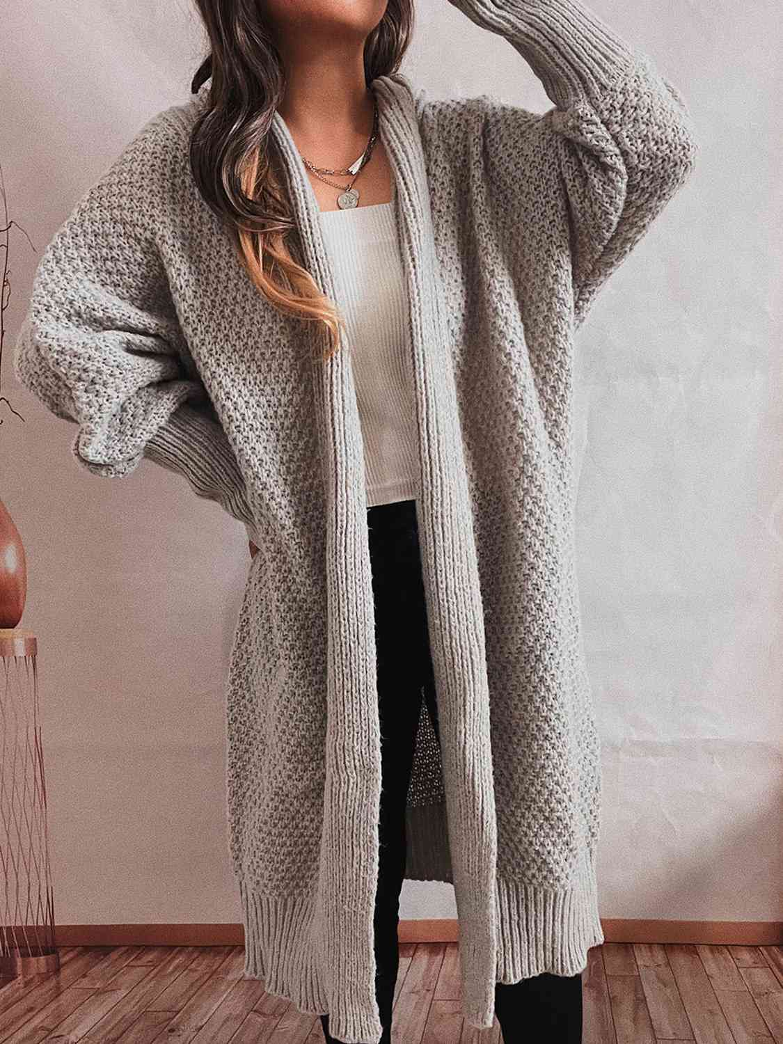 Cardigan long ouvert sur le devant