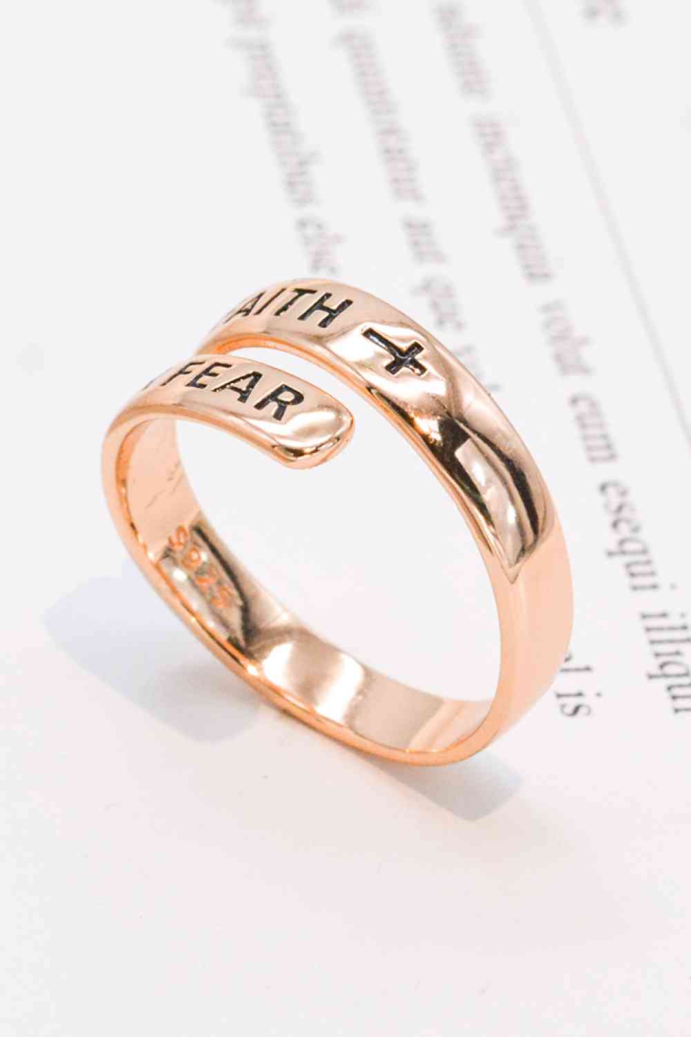 Bague de contournement FAITH OVER FEAR en argent sterling 925