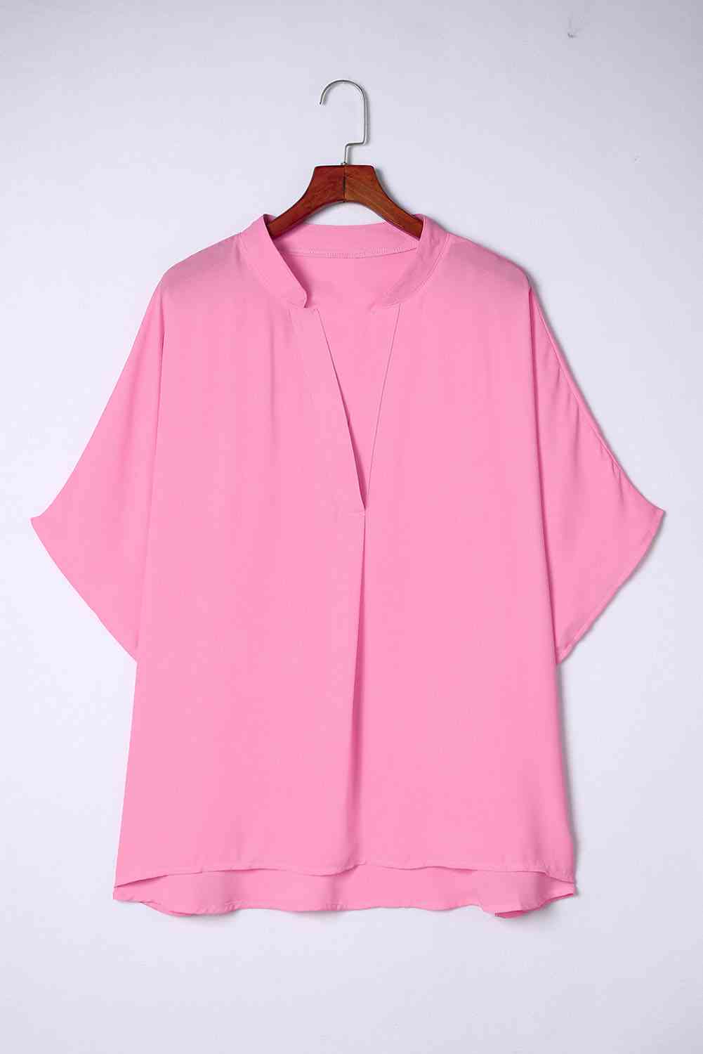 Plus Size Notched Neck Half Sleeve Blouse