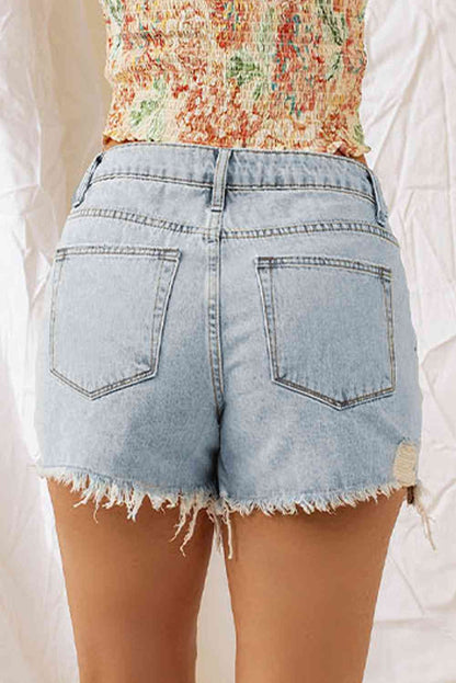 Short en jean effet vieilli