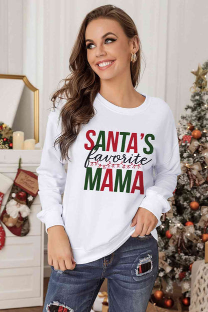 Sudadera gráfica MAMA FAVORITA DE SANTA