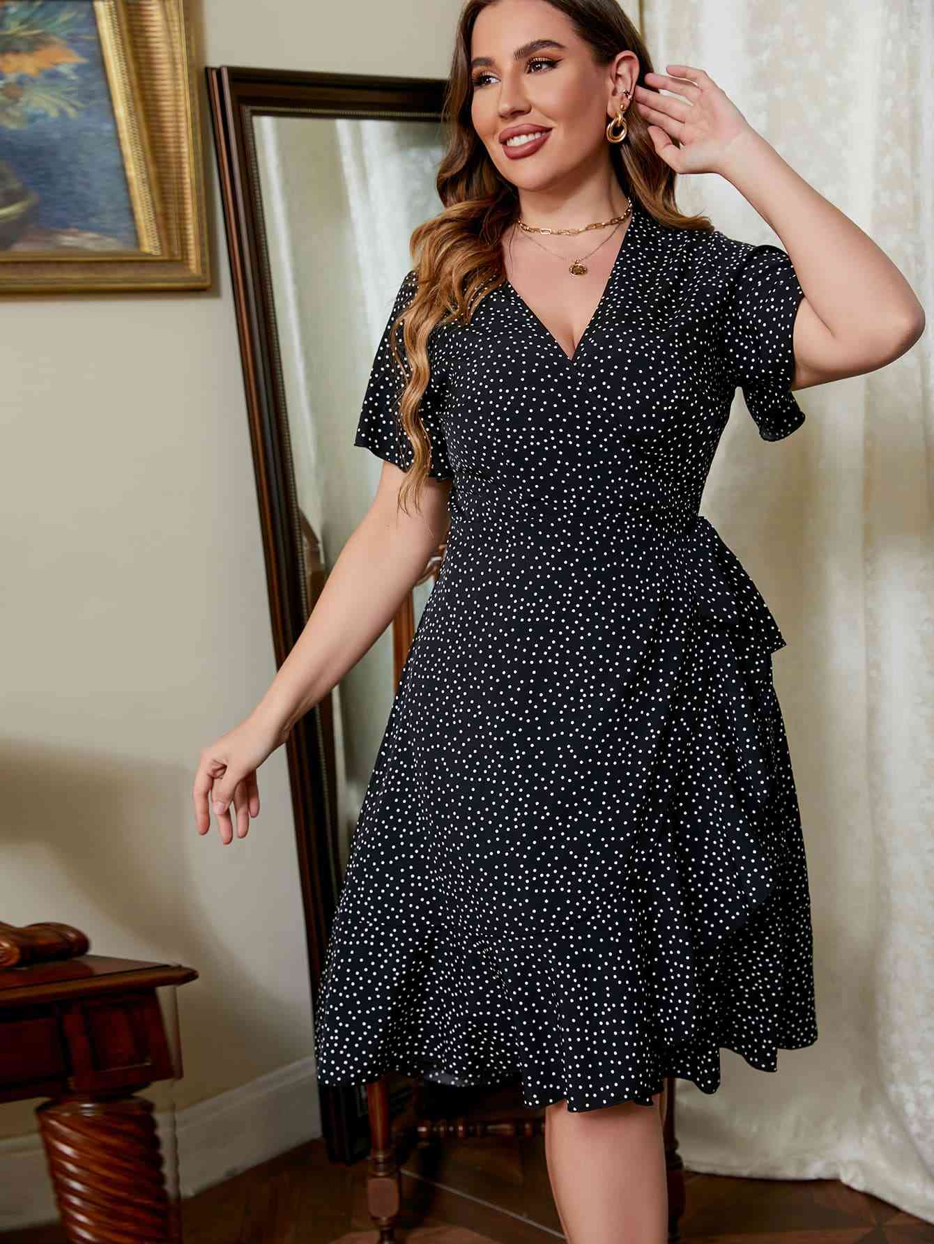 Robe Imprimée à Manches Courtes de Grande Taille