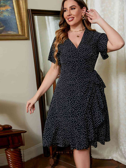 Robe Imprimée à Manches Courtes de Grande Taille