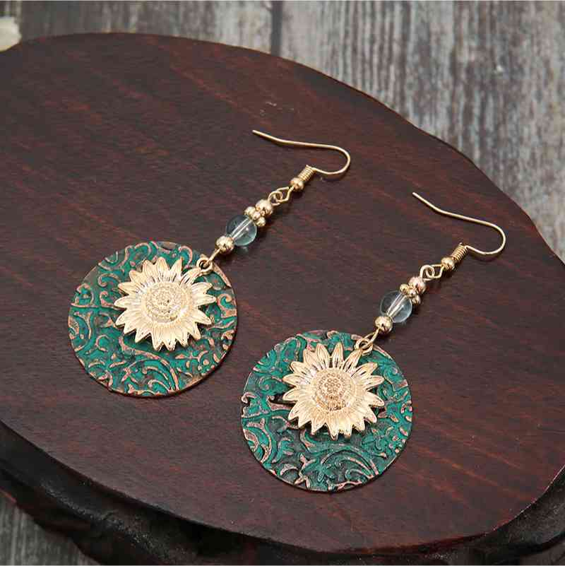 Boucles d'oreilles pendantes en alliage de tournesol